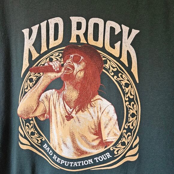 Kid Rock Band Tee Large Women Green Crew Neck - Picture 2 of 5